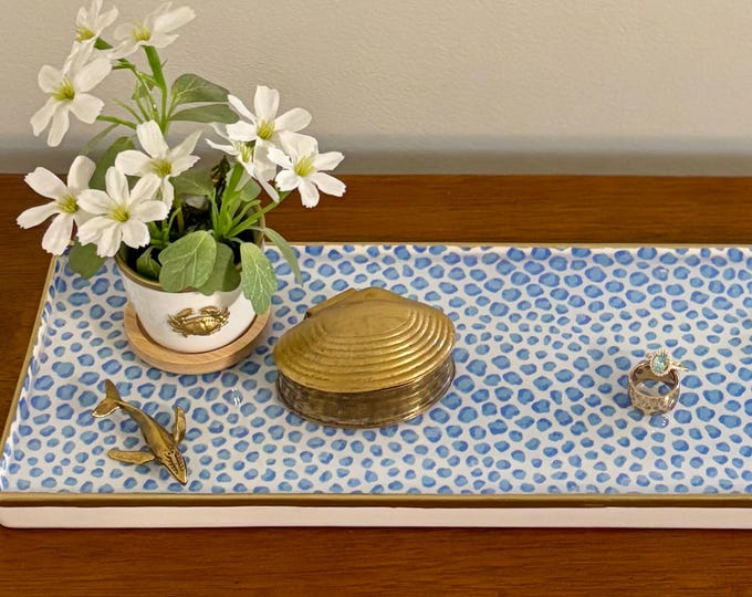 Chinoiserie Blue and White Decorative Tray - Jewelry Tray - Entryway Tray - Coffee Table Tray  - Beautiful Gift!