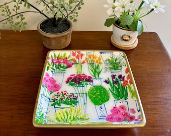 Chinoiserie Flower Market Decorative Dish - 6.25" - Beautiful Gift