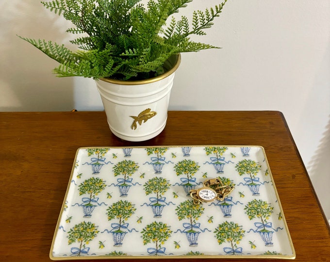 Chinoiserie Lemon Topiary Decorative Tray - Jewelry Tray - Beautiful Gift