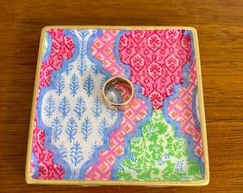 Colorful Patchwork Trinket dish - Jewelry Dish- Ring Dish - Beautiful Gift idea!