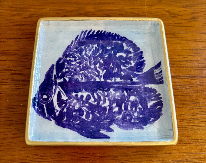 Coastal Jewelry dish - Indigo Fish trinket Dish - Cute Coastal Gift idea -