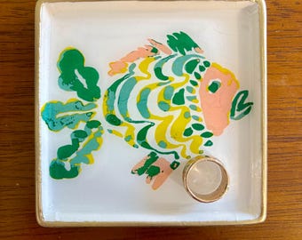 Coastal Fish Jewelry Dish -  Fish Trinket Dish - Ring Dish - Colorful Coastal Gift idea!