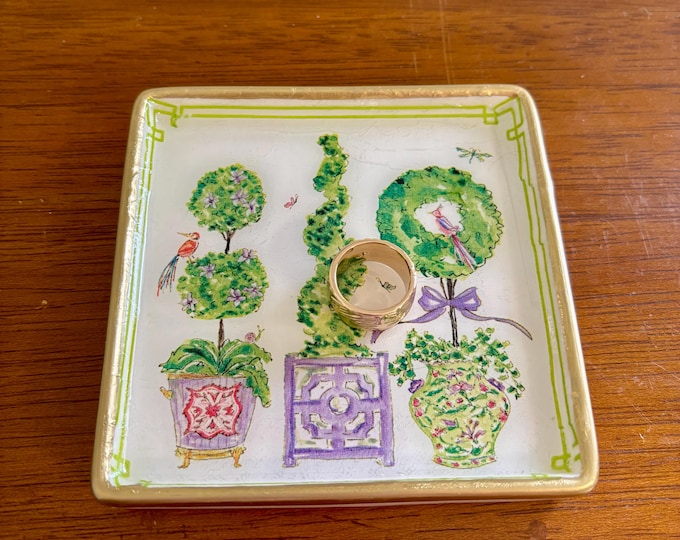 Floral Topiary Jewelry Dish - Trinket dish - Cute Gift idea!