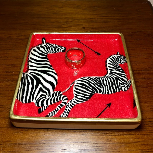 Chinoiserie Scalamandre Zebra Jewelry dish - Cute Gift idea!