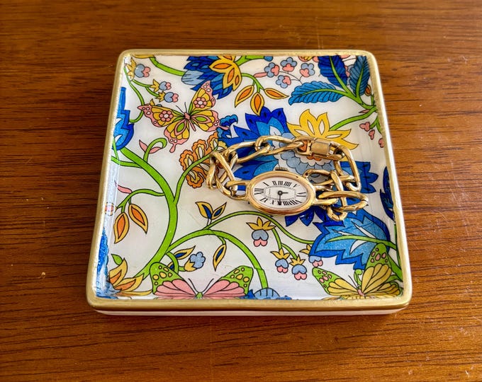 Chinoiserie Floral Decorative dish - Jewelry Dish- Cute Gift idea!