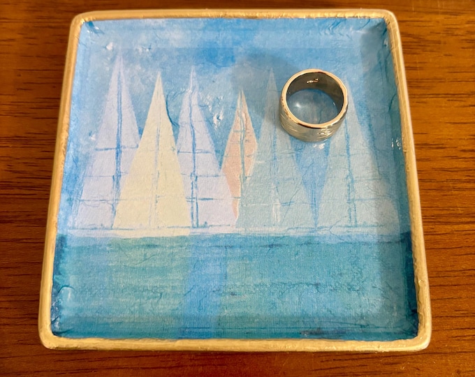 Coastal Sailboat Trinket dish - Jewelry Dish- Ring Dish - Beautiful Gift idea!