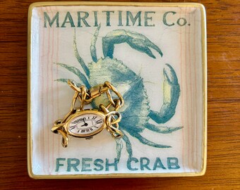 Maritime Crab Trinket Dish - Watch Tray - Jewelry dish - Fun Gift idea!