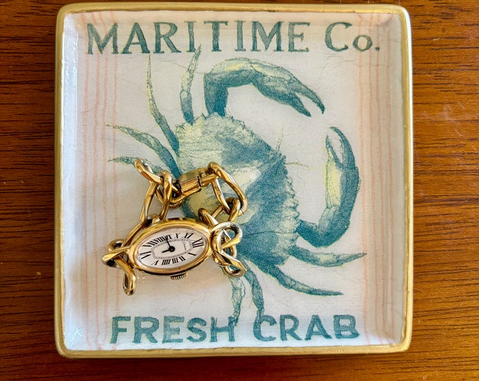 Maritime Crab Trinket Dish - Watch Tray - Jewelry dish - Fun Gift idea!