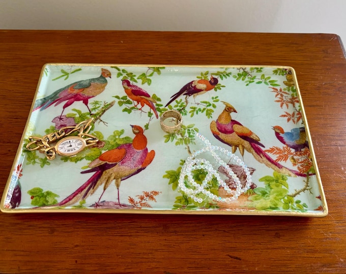 Chinoiserie Bird Jewelry Dish - Decorative Tray - Entryway Tray - Beautiful Gift