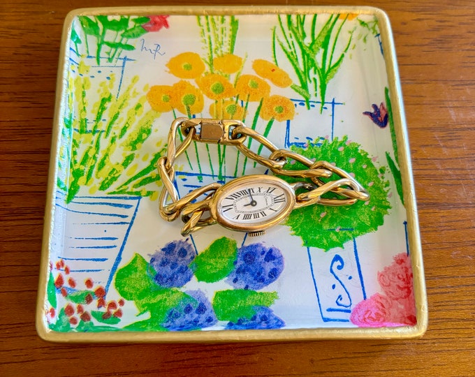 Colorful Floral Jewelry dish - Market Flowers - Trinket Dish - Cute Gift idea!