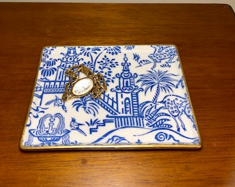 Chinoiserie Pagoda -Trinket Dish - 6.75" x 5.25" - Jewelry Tray
