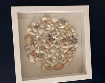 Seashell Mosaic Wall Art - Framed Coastal Art - Natural Seashell Collage - Beautiful Coastal Gift!