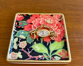 Chinoiserie Floral Jewelry Dish- Trinket Tray - Beautiful Gift idea!