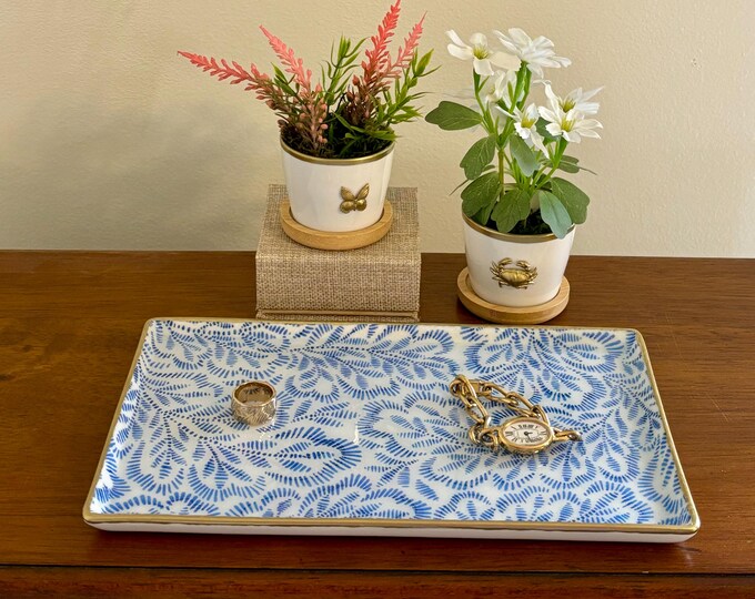 Blue and White Jewelry Tray - Chinoiserie Decorative Tray - Beautiful Gift