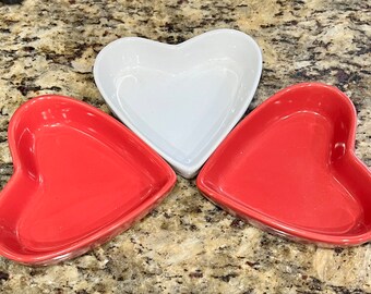 Pacific Islands Creations Heart Shaped Dishes ~ Red & White ~ Valentines Day