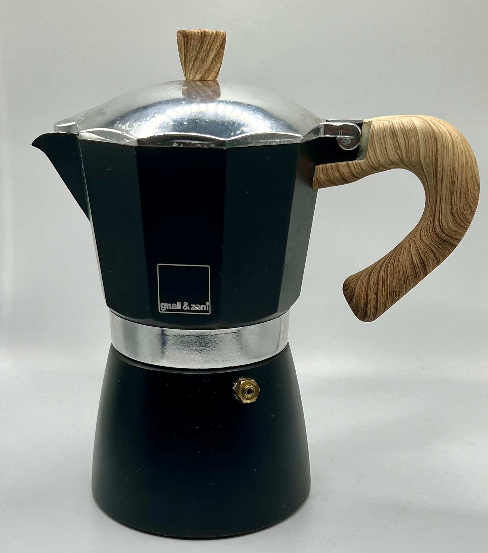 GNALI ZANI Stovetop Espresso Maker Black and Silver With Wioden Handle. Etsy