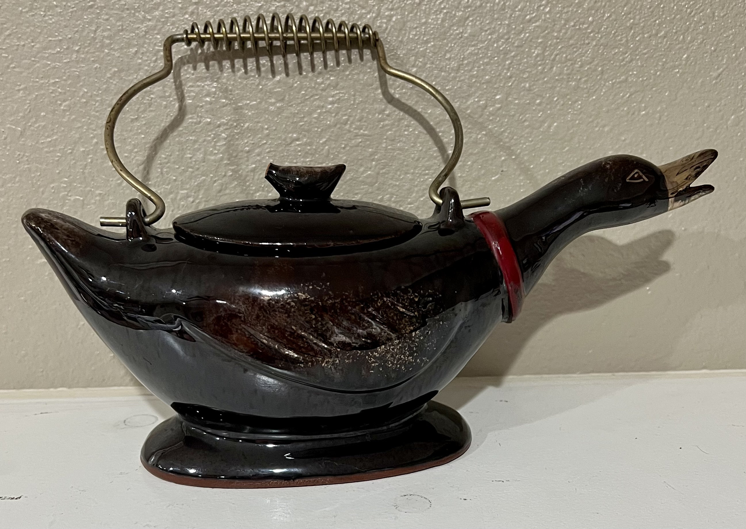 Vintage Japanese Redware Pottery Duck Teapot With Lid 1950s Etsy Canada