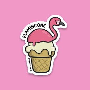 Flamincone Sticker | Laminated Matte Vinyl Sticker | Cute Sticker | Birds | Flamingo