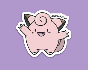 Clefairy Sticker | Laminated Matte Vinyl Sticker | Cute Sticker | Anime