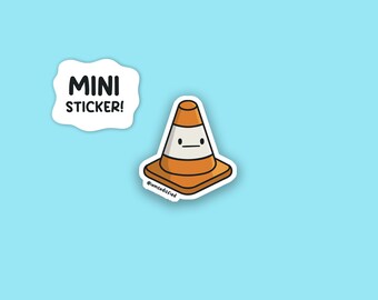 Traffic Cone Mini Sticker | Laminated Matte Vinyl Mini Sticker | Cute Mini Sticker