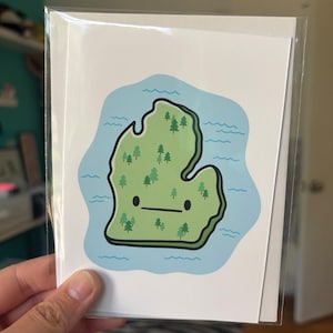 Michigan Lake Greeting Card | Travel | Hand | Great Lakes | Cute Art