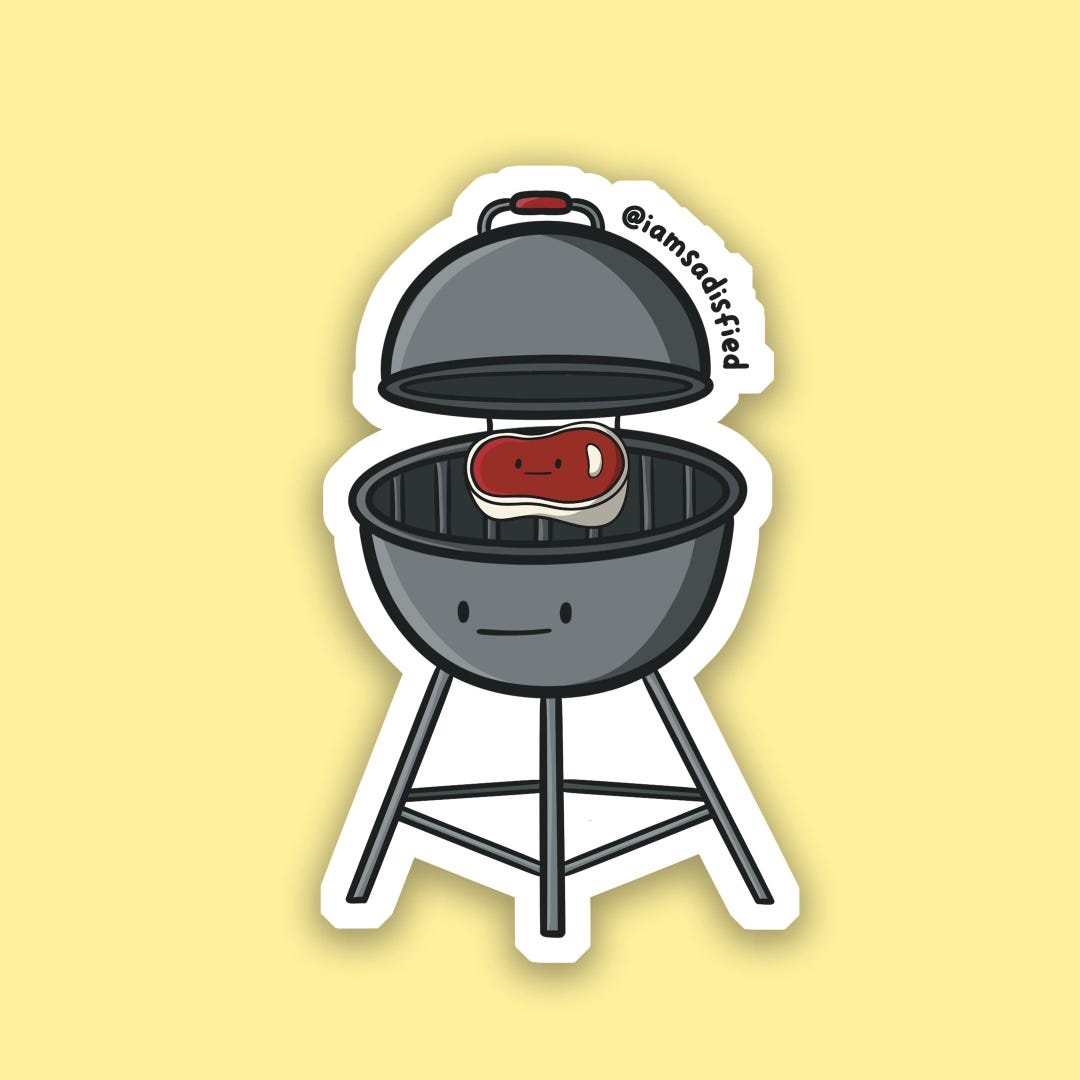 Grill Sticker Laminated Matte Vinyl Sticker Cute Sticker Barbecue ...