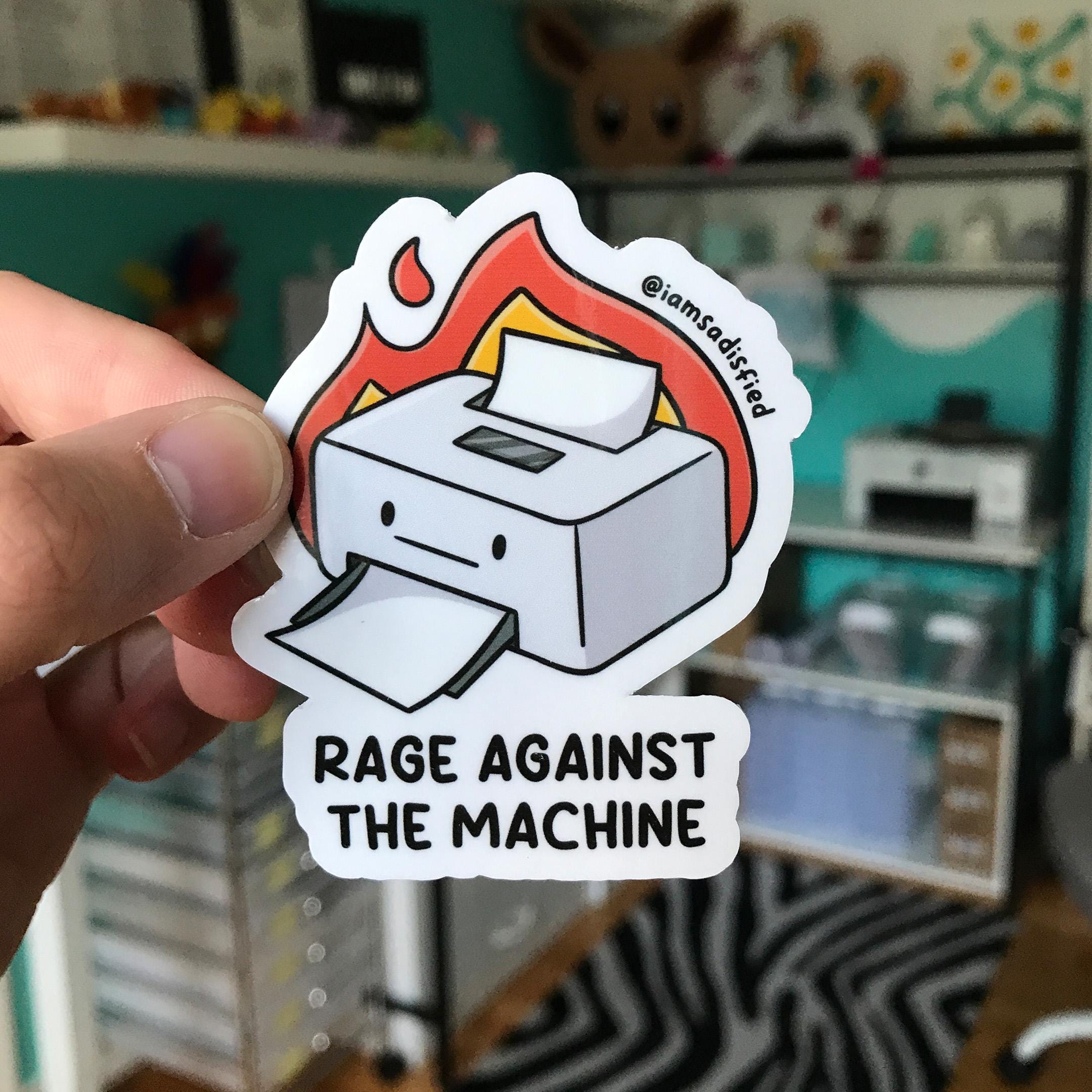 Rage Against the Machine Printer Sticker | Laminated Matte Vinyl