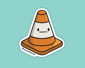 Traffic Cone Sticker | Laminated Matte Vinyl Sticker | Cute Sticker | Construction