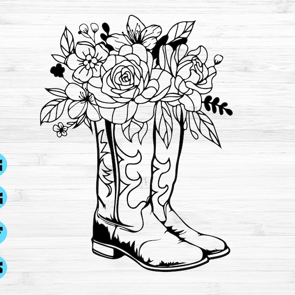 Cowboy boots with flowers svg , cowboy boots svg , cowgirl boots svg , western svg , Svg files for cricut