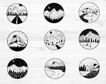 Mountain Silhouette SVG Bundle: Outdoor Adventure Clipart (Digital Download)