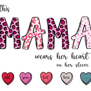 esta mamá lleva su corazón en su manga svg , Valentines svg , sublimación Valentine , Valentine Mama svg , descarga digital svg png dxf eps