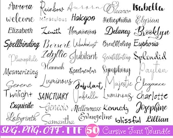 50 Cursive Fonts Bundle (OTF, SVG, TTF) - Ultimate Font Collection - Etsy