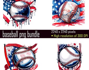 USA Baseball PNG Bundle: Patriotic Shirt Designs (Digital Download)