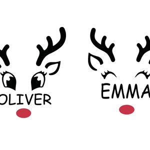 Reindeer monogram svg ,Girl Reindeer SVG, Boy Reindeer Svg , Cute Reindeer Face Cricut ,  Reindeer Cut Files