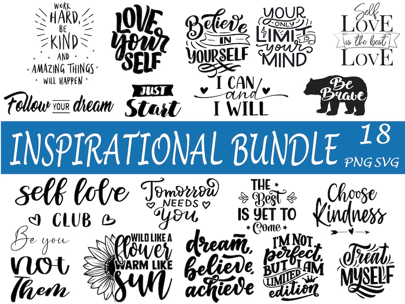 Inspirational Quotes Svg Bundle Self Love SVG Motivational - Etsy