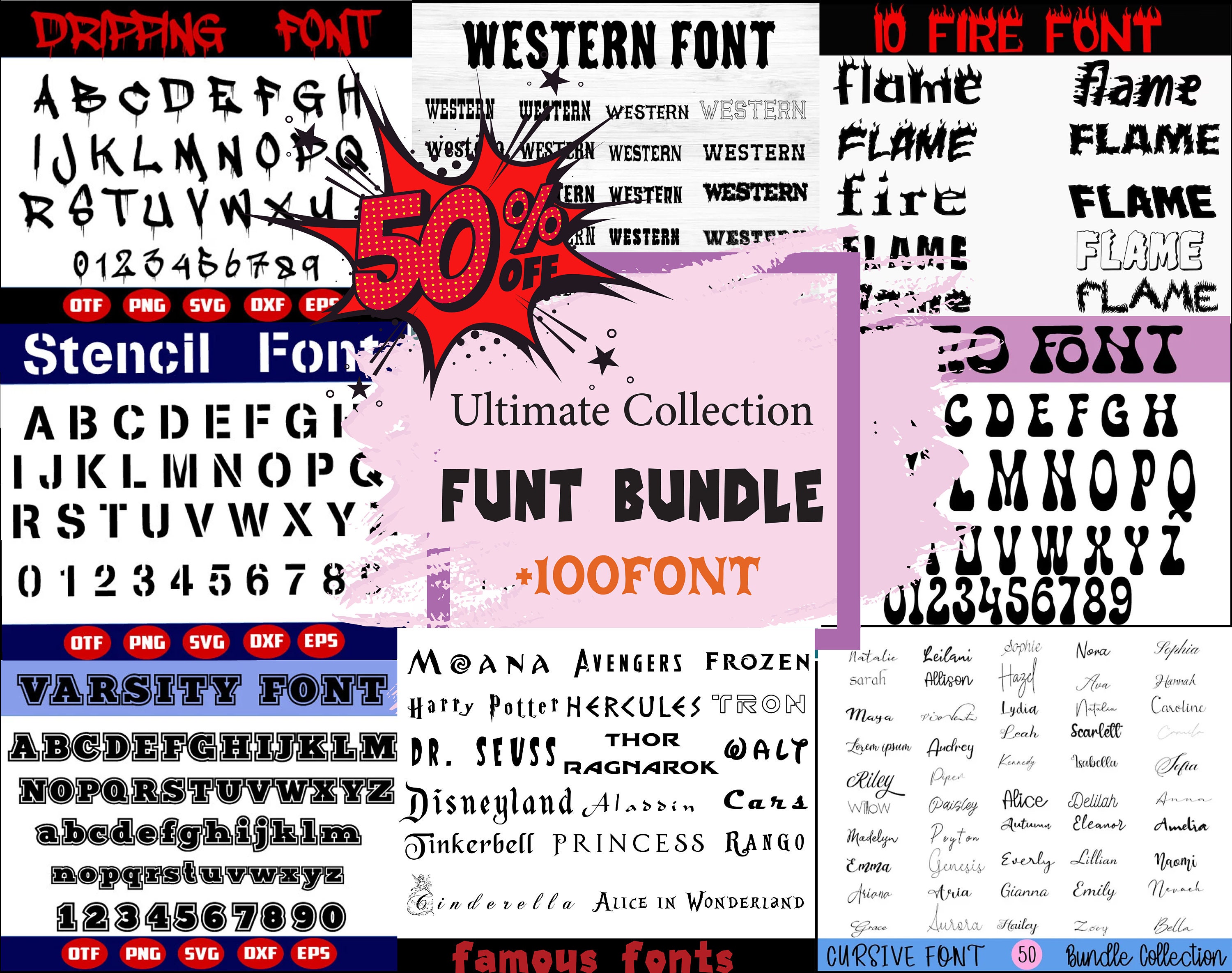 Mega Font Bundle: Script & Cricut Fonts (digital Download) - Etsy