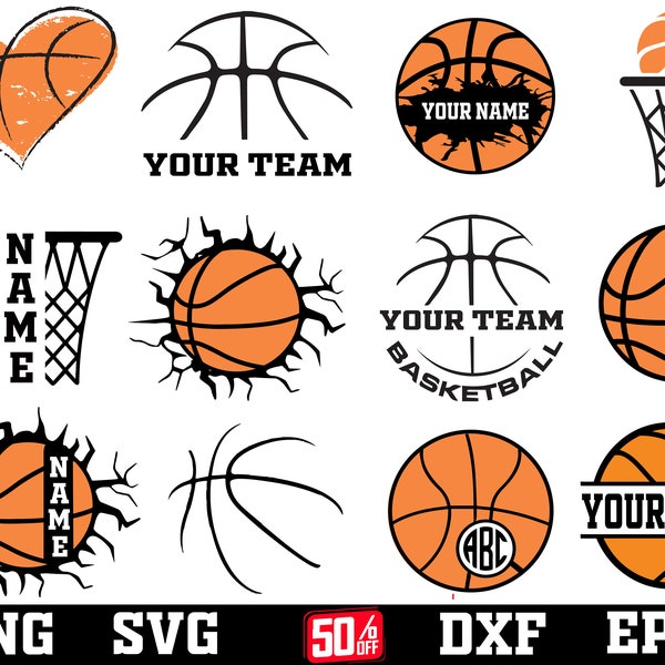 Basketball SVG Bundle ,Basketball Monogram Svg ,basketball shirt svg , Silhouette Files , Basketball Team Shirt