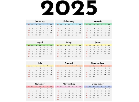 2025 Calendar Svg Png Bundle , 2025 Calendar Png , Calendar