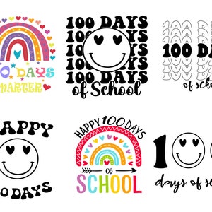 Bundle di 100 giorni di scuola in formato svg, maglietta 100 giorni di scuola, ritorno a scuola in formato svg, auguri di 100 giorni di scuola in formato svg