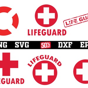 Lifeguard SVG Bundle , Lifeguard Logo svg , Red Cross SVG , Silhouette Cut Files svg , png ,dxf ,eps