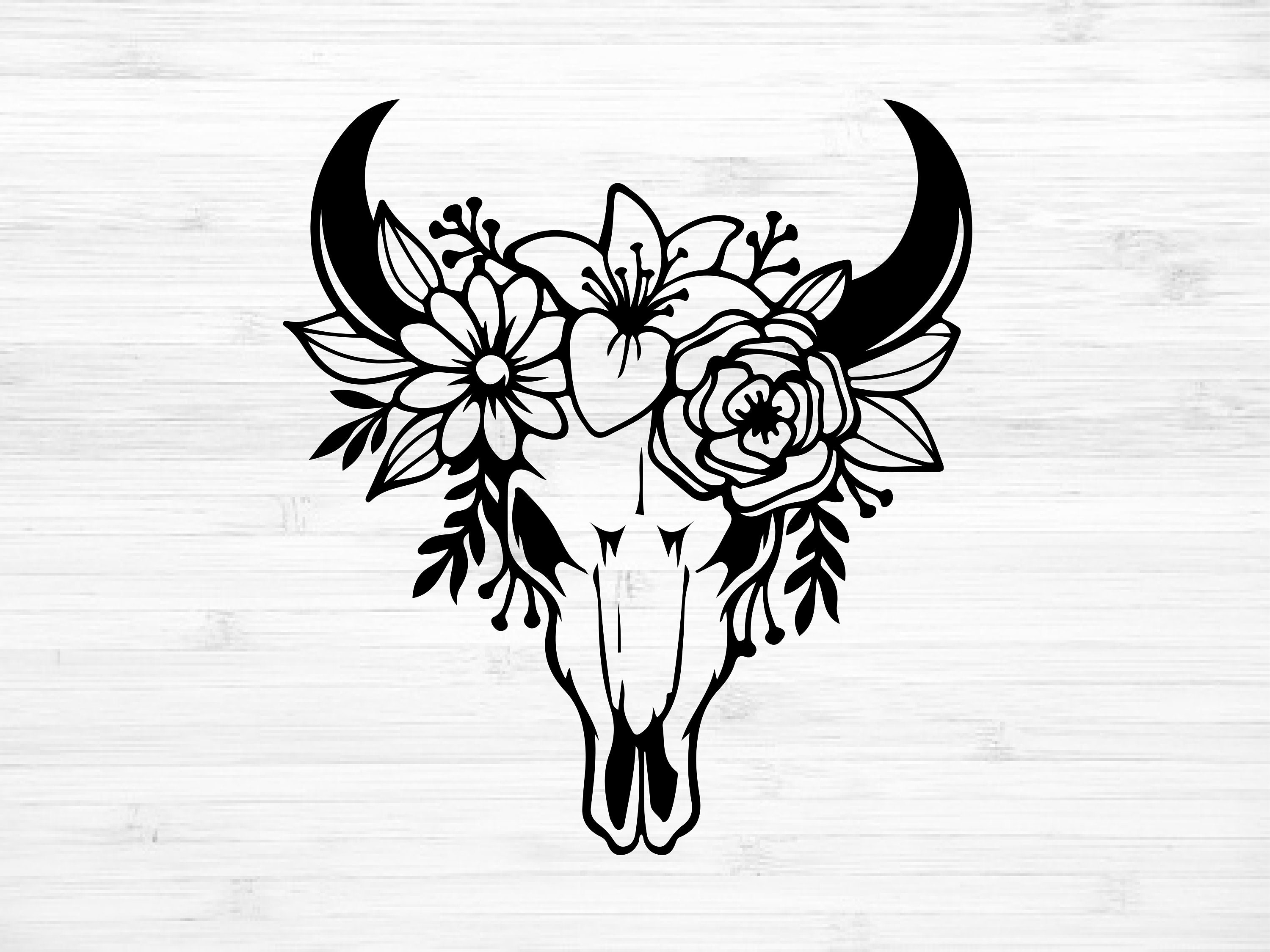 Floral Bull Skull Svg Western Svg Skull Cow Svg Floral - Etsy Ireland