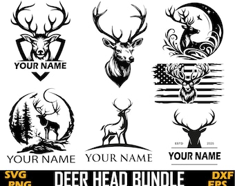 Hirschkopf SVG Bundle: Jagd Clipart (Digitaler Download)