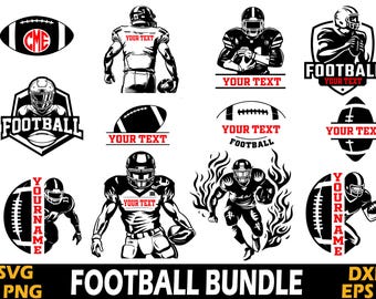 Football Player SVG Bundle, Custom Name (png, eps, dxf)