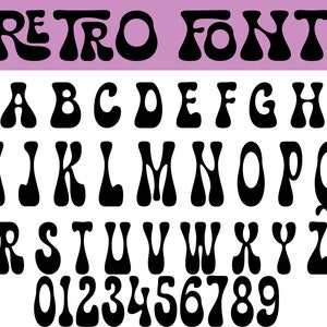 Police rétro géniale SVG : Alphabet Cricut (téléchargement numérique)