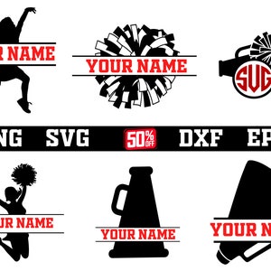 Cheerleader SVG Bundle: Pom Pom, Megaphone, Monogram (Digital Files)