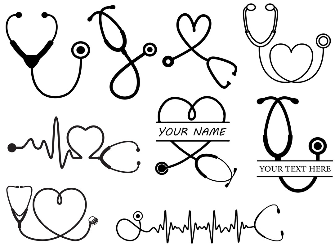 Stethoscope Svg Bundle , Nurse Bundle SVG , Heart Stethoscope SVG , Stethoscope Name Svg
