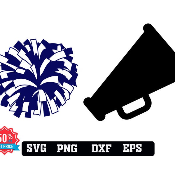 Pom Pom Svg, Cheerleader Svg , Megaphone svg png dxf eps