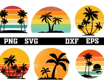 Palm Tree svg bundle ,palm trees svg ,Retro Sunset SVG, sunset svg ,retro sunset png