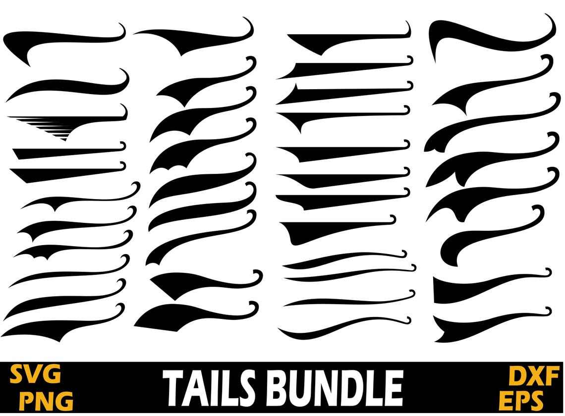 Text Tails SVG Bundle: Swoosh Font, Baseball Vector (digital Download ...