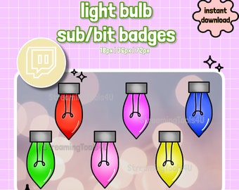 Light Bulb Twitch Sub Badges / Bit Badges / Emote / Kawaii / Streamer / Light Set